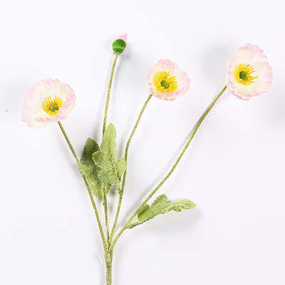 Skaisti magones mākslīgo ziedu simulācija zīda viltus zieds kāzu ballītei mājas dekoratīvie ziedi ar lapām dzeltenīgi sarkani