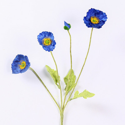 Skaisti magones mākslīgo ziedu simulācija zīda viltus zieds kāzu ballītei mājas dekoratīvie ziedi ar lapām dzeltenīgi sarkani