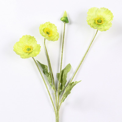 Skaisti magones mākslīgo ziedu simulācija zīda viltus zieds kāzu ballītei mājas dekoratīvie ziedi ar lapām dzeltenīgi sarkani