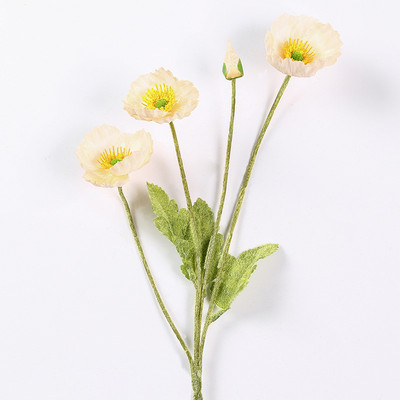 Skaisti magones mākslīgo ziedu simulācija zīda viltus zieds kāzu ballītei mājas dekoratīvie ziedi ar lapām dzeltenīgi sarkani