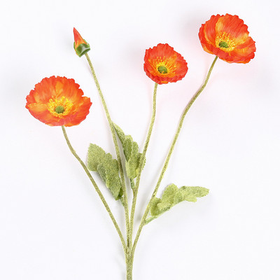 Skaisti magones mākslīgo ziedu simulācija zīda viltus zieds kāzu ballītei mājas dekoratīvie ziedi ar lapām dzeltenīgi sarkani