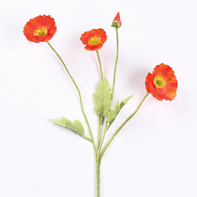 Skaisti magones mākslīgo ziedu simulācija zīda viltus zieds kāzu ballītei mājas dekoratīvie ziedi ar lapām dzeltenīgi sarkani