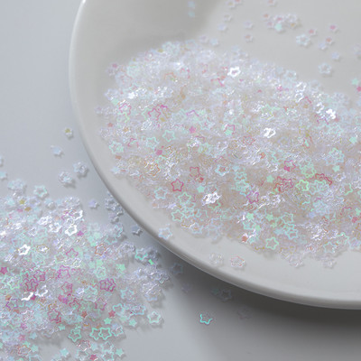 4 mm dobi plūmju ziedi, nagu rotājumi, vizuļi amatniecībai, rokdarbu dekorācijas, pildījums, kas izgatavots no mirdzošas zvaigznes.