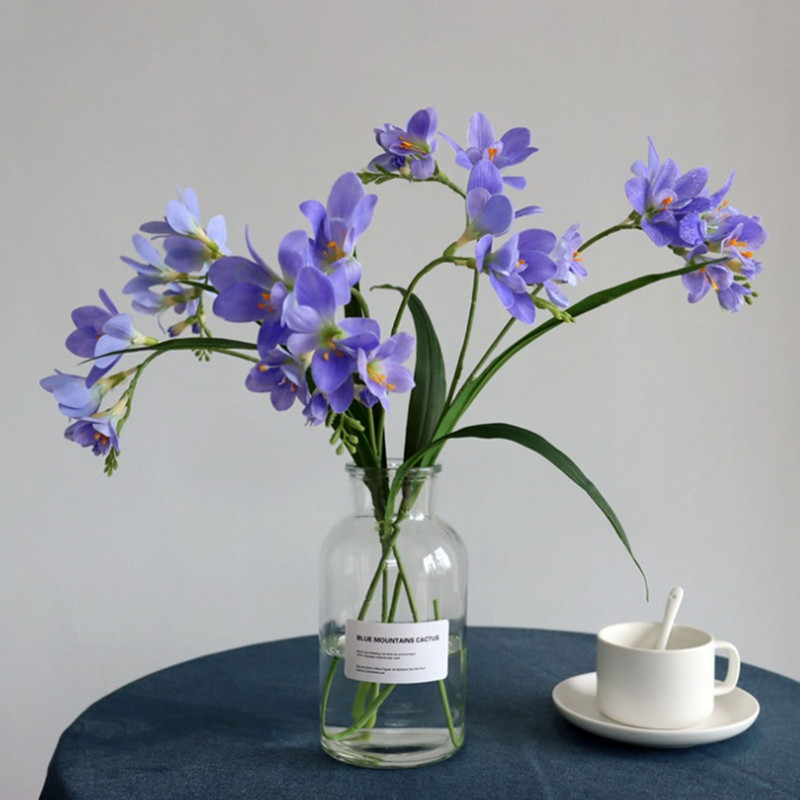 Orchidea 3D Cymbidium pillangó esküvői vashuzal hajlítható kétvillás mesterséges Fesztivál Virág Lakberendezés