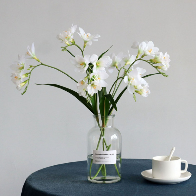 Orchidea 3D Cymbidium pillangó esküvői vashuzal hajlítható kétvillás mesterséges Fesztivál Virág Lakberendezés