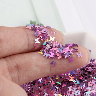 Ultrathin 3mm Butterfly Sequins Laser Glitter Nail Sequin Paillettes Eo-Friendly PET Sequin for Nails Art Διακόσμηση γάμου 10g