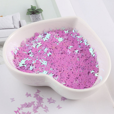 Ultraplānas 3 mm tauriņu vizuļi, lāzera mirdzoši vizuļi nagu fliteriem, videi draudzīgi PET vizuļi nagu mākslai kāzu dekorēšanai 10g