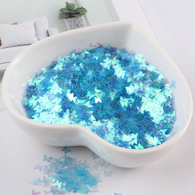 Ultraplānas 3 mm tauriņu vizuļi, lāzera mirdzoši vizuļi nagu fliteriem, videi draudzīgi PET vizuļi nagu mākslai kāzu dekorēšanai 10g