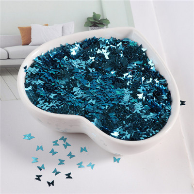 Ultraplānas 3 mm tauriņu vizuļi, lāzera mirdzoši vizuļi nagu fliteriem, videi draudzīgi PET vizuļi nagu mākslai kāzu dekorēšanai 10g