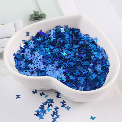 Ultraplānas 3 mm tauriņu vizuļi, lāzera mirdzoši vizuļi nagu fliteriem, videi draudzīgi PET vizuļi nagu mākslai kāzu dekorēšanai 10g