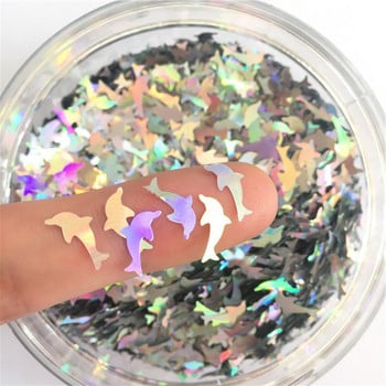 8g Παϊλέτες PET Ultrathin Sequins 10mm Dolphin Laser Glitter Sequin for Nail Art Decoration Body Art Painting Nail Decor DIY
