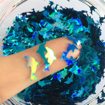 8g Παϊλέτες PET Ultrathin Sequins 10mm Dolphin Laser Glitter Sequin for Nail Art Decoration Body Art Painting Nail Decor DIY