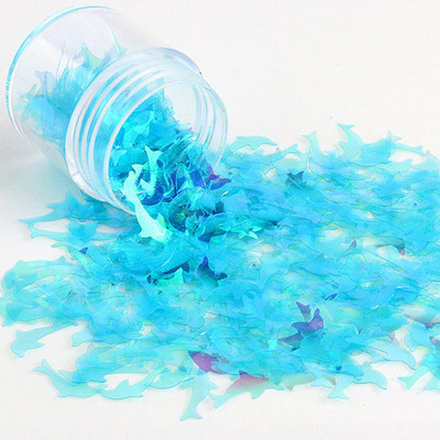 8g Παϊλέτες PET Ultrathin Sequins 10mm Dolphin Laser Glitter Sequin for Nail Art Decoration Body Art Painting Nail Decor DIY