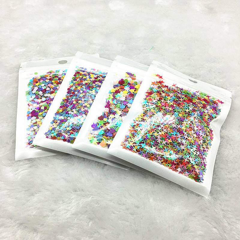 10g Mix flitter kézműves csillogó csillag szív virág unikornis sellő nyúl kagyló flitter Paillettes barkács manikűr körömdísz