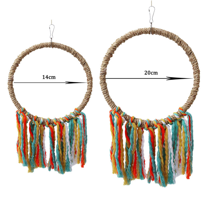 Kisállat madár papagáj játék pamut kötél akasztó ketrec hinta kötél gyűrű állvány hegymászó játék kackatiel rágóképző játék madár kellékek