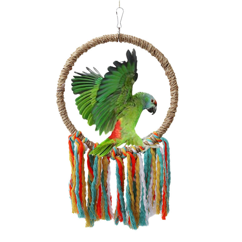 Kisállat madár papagáj játék pamut kötél akasztó ketrec hinta kötél gyűrű állvány hegymászó játék kackatiel rágóképző játék madár kellékek