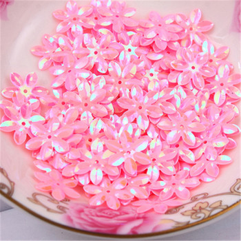 Μικτό χρώμα 15mm Σχήμα λουλουδιού PVC Loose Sequins Glitter Paillettes για Ράψιμο Μανικιούρ Νυχιών Κομφετί Διακόσμησης Γάμου 10g