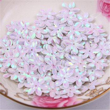 Μικτό χρώμα 15mm Σχήμα λουλουδιού PVC Loose Sequins Glitter Paillettes για Ράψιμο Μανικιούρ Νυχιών Κομφετί Διακόσμησης Γάμου 10g