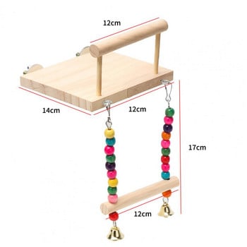 Parrots Swing Toy Ξύλινη Πλατφόρμα Πολύχρωμες Χάντρες Κλουβί Παιχνίδι Πουλί Πέρκα Κρεμαστό παιχνίδι κούνιας με καμπάνες Αξεσουάρ κλουβιού