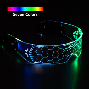1PC Неонови парти LED светещи очила LED очила Wire Light Up Visor Eyeglasses Bar Grow Goggles for Halloween Christmas Festive