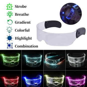 Γυαλιά γυαλιά γυαλιών 1 τεμ. Neon Party LED Φωτεινά Γυαλιά LED Wire Light Up Visor Glasses Bar Grow Goggles for Halloween Christmas Festive