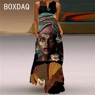 3D melna cilvēka sejas apdruka Maxi kleita sievietēm forša modes ielas liela izmēra kleita bez piedurknēm ar V veida kakla izgriezumu pludmales ballītes kleita Lady Vestidos