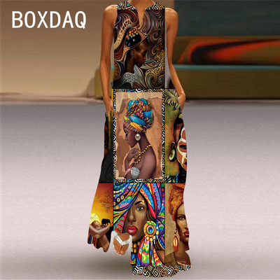 3D melna cilvēka sejas apdruka Maxi kleita sievietēm forša modes ielas liela izmēra kleita bez piedurknēm ar V veida kakla izgriezumu pludmales ballītes kleita Lady Vestidos