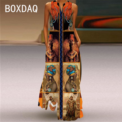 3D melna cilvēka sejas apdruka Maxi kleita sievietēm forša modes ielas liela izmēra kleita bez piedurknēm ar V veida kakla izgriezumu pludmales ballītes kleita Lady Vestidos