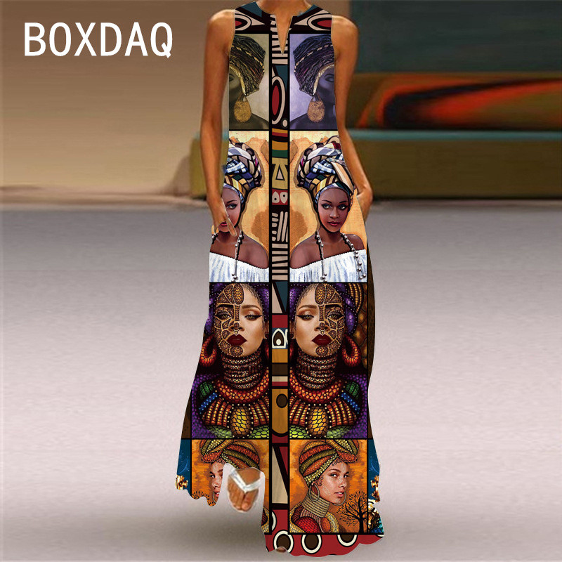 3D melna cilvēka sejas apdruka Maxi kleita sievietēm forša modes ielas liela izmēra kleita bez piedurknēm ar V veida kakla izgriezumu pludmales ballītes kleita Lady Vestidos