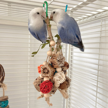 Πολύχρωμο κρεμασμένο παπαγάλο πουλί γραμμομοριακό παιχνίδι Άρθρα παπαγάλου δάγκωμα κατοικίδιων ζώων Παιχνίδι πουλιών για εκπαίδευση παπαγάλου Παιχνίδι δαγκώματος κούνιας πουλιών