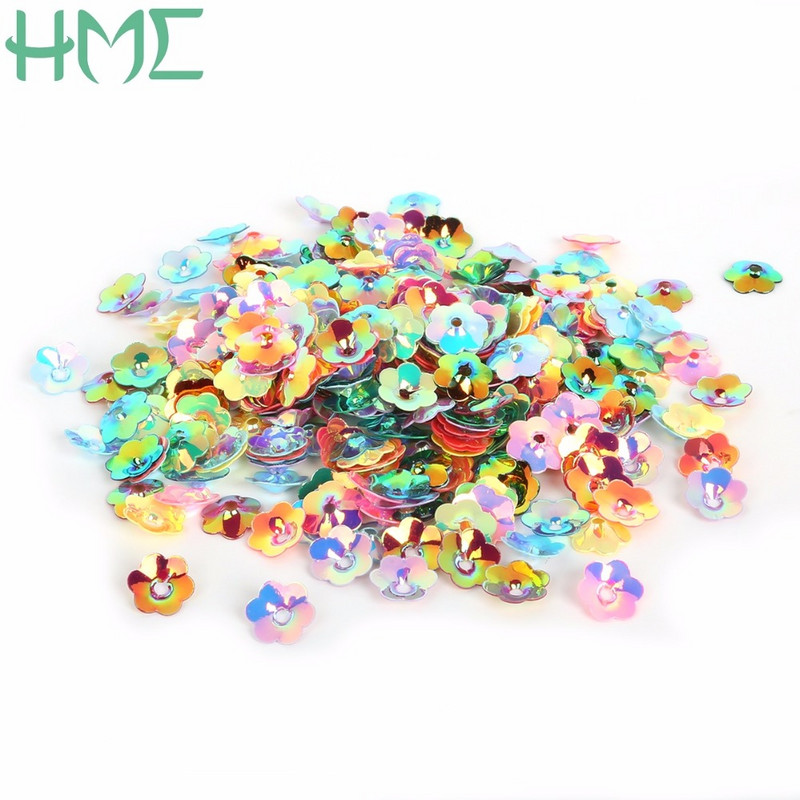 20g balts/jauktas krāsas 4/6/8/10mm 3D ziedu vizuļi Paillette šūšana Izgreznojumi Atradumi DIY Apģērbs Kleita Apavi Amatniecība
