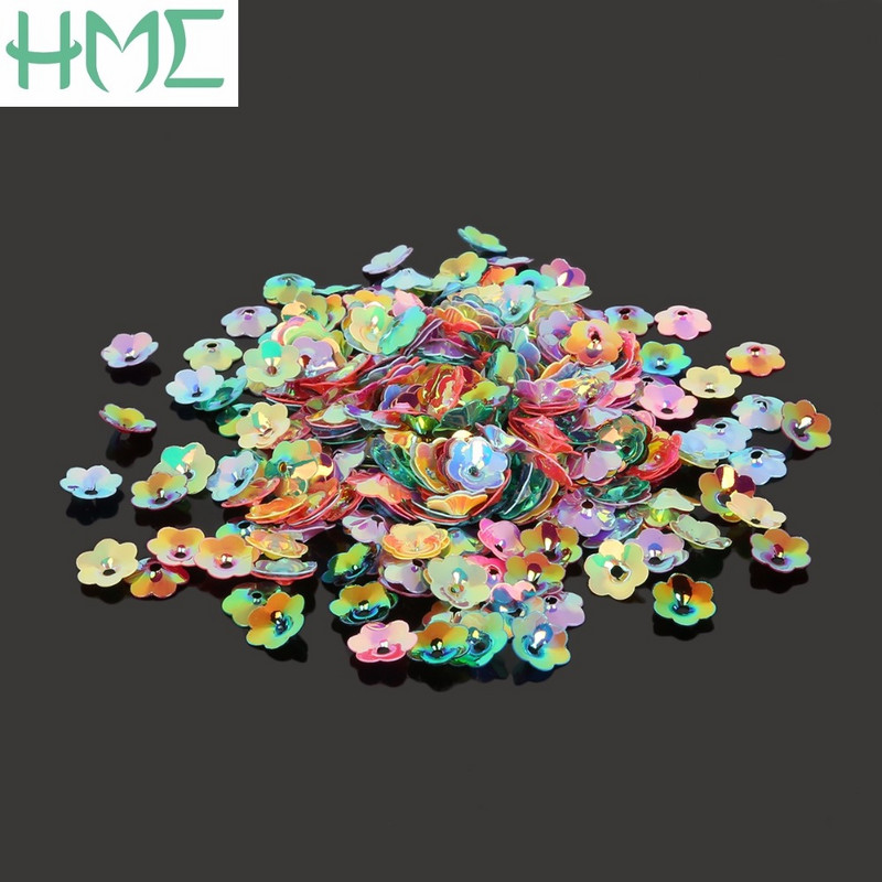 20g balts/jauktas krāsas 4/6/8/10mm 3D ziedu vizuļi Paillette šūšana Izgreznojumi Atradumi DIY Apģērbs Kleita Apavi Amatniecība
