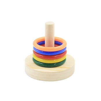 Παιχνίδια πουλιών Parrot Wooden Platform Plastic Rings Intelligence Training Chew Puzzle Toy Παιχνίδια εκπαίδευσης πουλιών Σετ Ξύλινα παιχνίδια μπλοκ