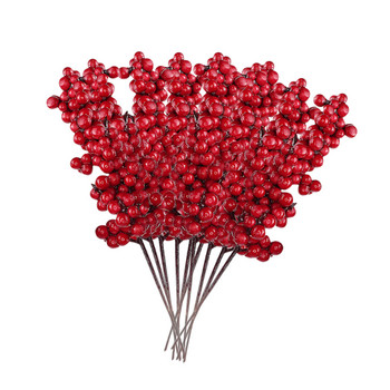 10 τμχ/παρτίδα Μπουκέτο με κόκκινα μούρα Διακόσμηση γάμου Χριστουγεννιάτικη διακόσμηση για κλαδί λουλουδιών σπιτιού Τεχνητό κουκουνάρι Πρωτοχρονιά 2022
