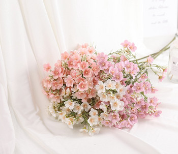 1 китка изкуствени цветя, гипсофила, всекидневна, декорация от копринени цветя, фалшиви цветя, високи клони, сватбена фотография