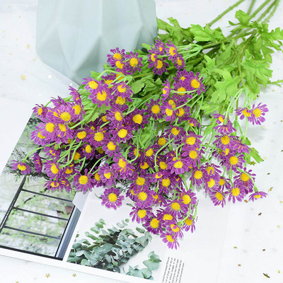 1 ķekars — 30 galviņas, mākslīgo kumelīšu ziedu plastmasas mini margrietiņu pušķis mājas kāzu dekorēšanai DIY viltotu ziedu kompozīcijas