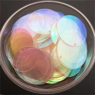 10mm 15mm 20mm 25mm 30mm PVC lapos, kerek laza flitterek Paillettes varrás Esküvői kézműves kiegészítők 1 oldalsó lyukkal
