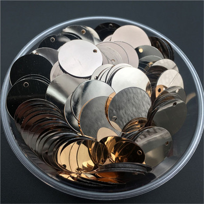 10mm 15mm 20mm 25mm 30mm PVC lapos, kerek laza flitterek Paillettes varrás Esküvői kézműves kiegészítők 1 oldalsó lyukkal