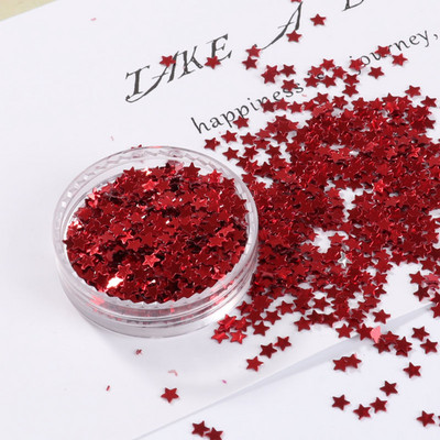 10 g/iepakojumā gaiši zelta nagu vizuļi 3 mm 4 mm zvaigznes formas vizuļi Pailletes nagu skaistumam, sieviešu manikīram, kāzu dekorēšanas konfeti