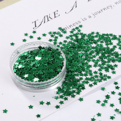 10 g/iepakojumā gaiši zelta nagu vizuļi 3 mm 4 mm zvaigznes formas vizuļi Pailletes nagu skaistumam, sieviešu manikīram, kāzu dekorēšanas konfeti