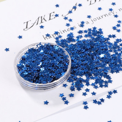 10 g/iepakojumā gaiši zelta nagu vizuļi 3 mm 4 mm zvaigznes formas vizuļi Pailletes nagu skaistumam, sieviešu manikīram, kāzu dekorēšanas konfeti