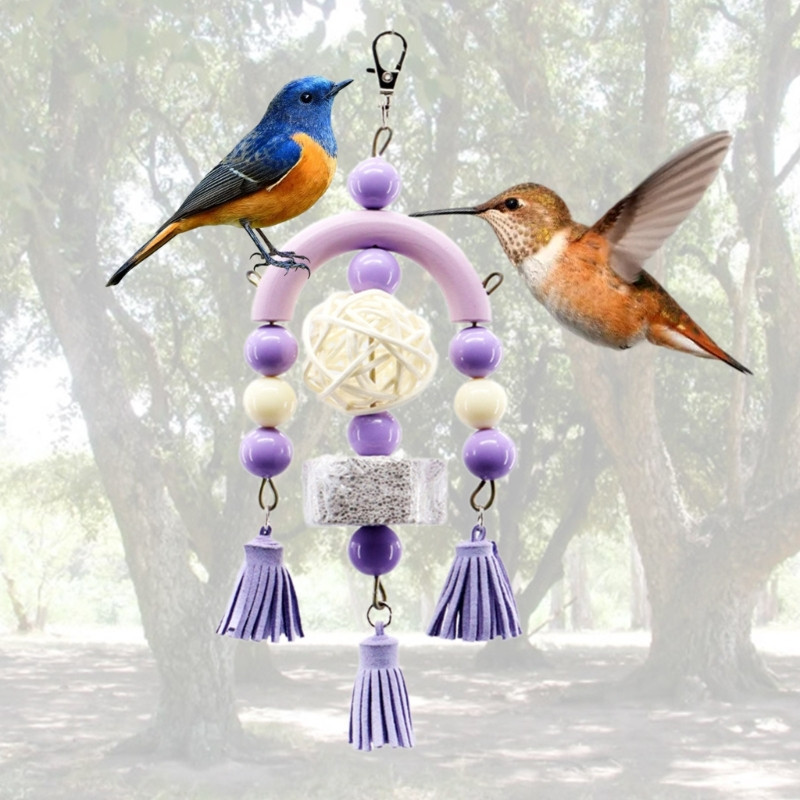 Piekārta košļājamā rotaļlieta, košļājamā rotaļlieta ar putnu kodienu Mazais papagailis Karājās papagaiļa būrīša rotaļlieta ar akrila pērlītēm mājdzīvnieku koduma pretestības molārie materiāli