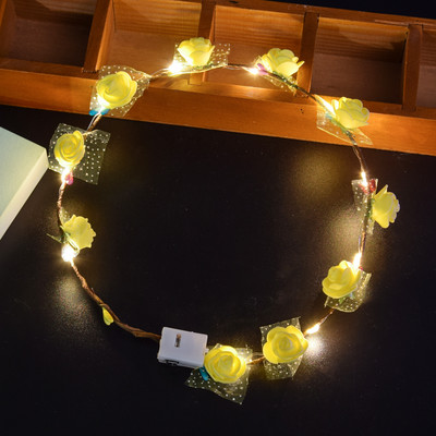 1 vnt Gėlių vainikas Šviečiantis 10 lempučių galvos apdangalas, vainikas, gėlių galvos apdangalas Švytintis vainikas vestuvių vakarėliui Kalėdinės girliandos