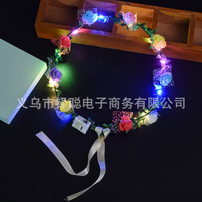 1 vnt Gėlių vainikas Šviečiantis 10 lempučių galvos apdangalas, vainikas, gėlių galvos apdangalas Švytintis vainikas vestuvių vakarėliui Kalėdinės girliandos