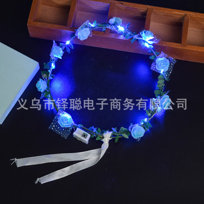 1 vnt Gėlių vainikas Šviečiantis 10 lempučių galvos apdangalas, vainikas, gėlių galvos apdangalas Švytintis vainikas vestuvių vakarėliui Kalėdinės girliandos