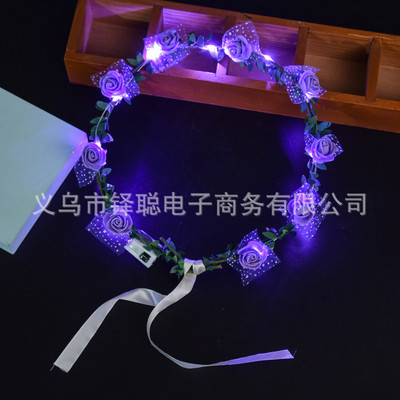 1 vnt Gėlių vainikas Šviečiantis 10 lempučių galvos apdangalas, vainikas, gėlių galvos apdangalas Švytintis vainikas vestuvių vakarėliui Kalėdinės girliandos