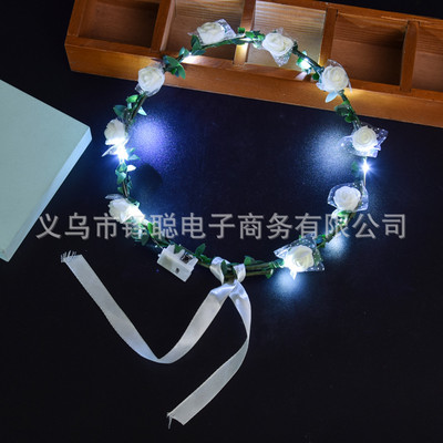 1 vnt Gėlių vainikas Šviečiantis 10 lempučių galvos apdangalas, vainikas, gėlių galvos apdangalas Švytintis vainikas vestuvių vakarėliui Kalėdinės girliandos