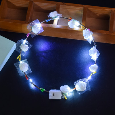 1 vnt Gėlių vainikas Šviečiantis 10 lempučių galvos apdangalas, vainikas, gėlių galvos apdangalas Švytintis vainikas vestuvių vakarėliui Kalėdinės girliandos