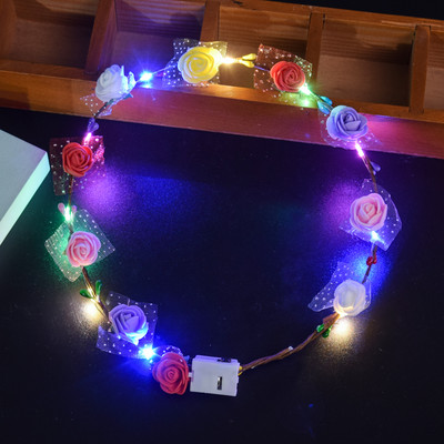 1 vnt Gėlių vainikas Šviečiantis 10 lempučių galvos apdangalas, vainikas, gėlių galvos apdangalas Švytintis vainikas vestuvių vakarėliui Kalėdinės girliandos
