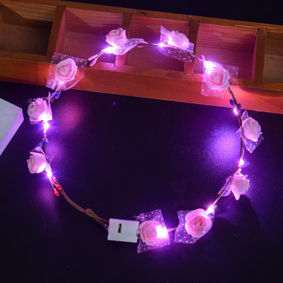 1 vnt Gėlių vainikas Šviečiantis 10 lempučių galvos apdangalas, vainikas, gėlių galvos apdangalas Švytintis vainikas vestuvių vakarėliui Kalėdinės girliandos